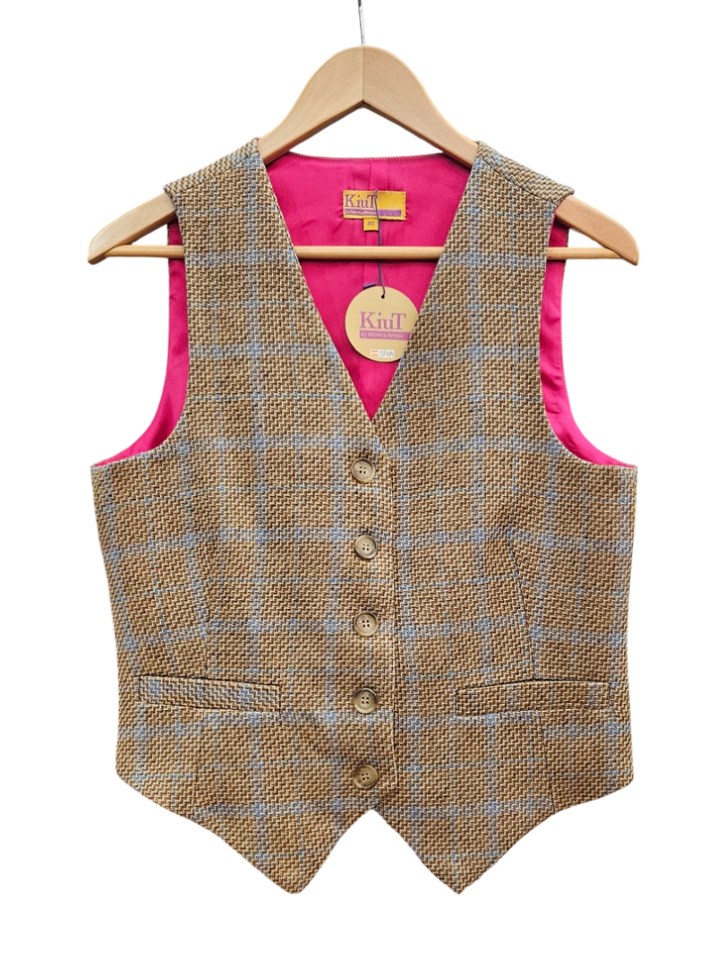 Chaleco Man cuadros Beige