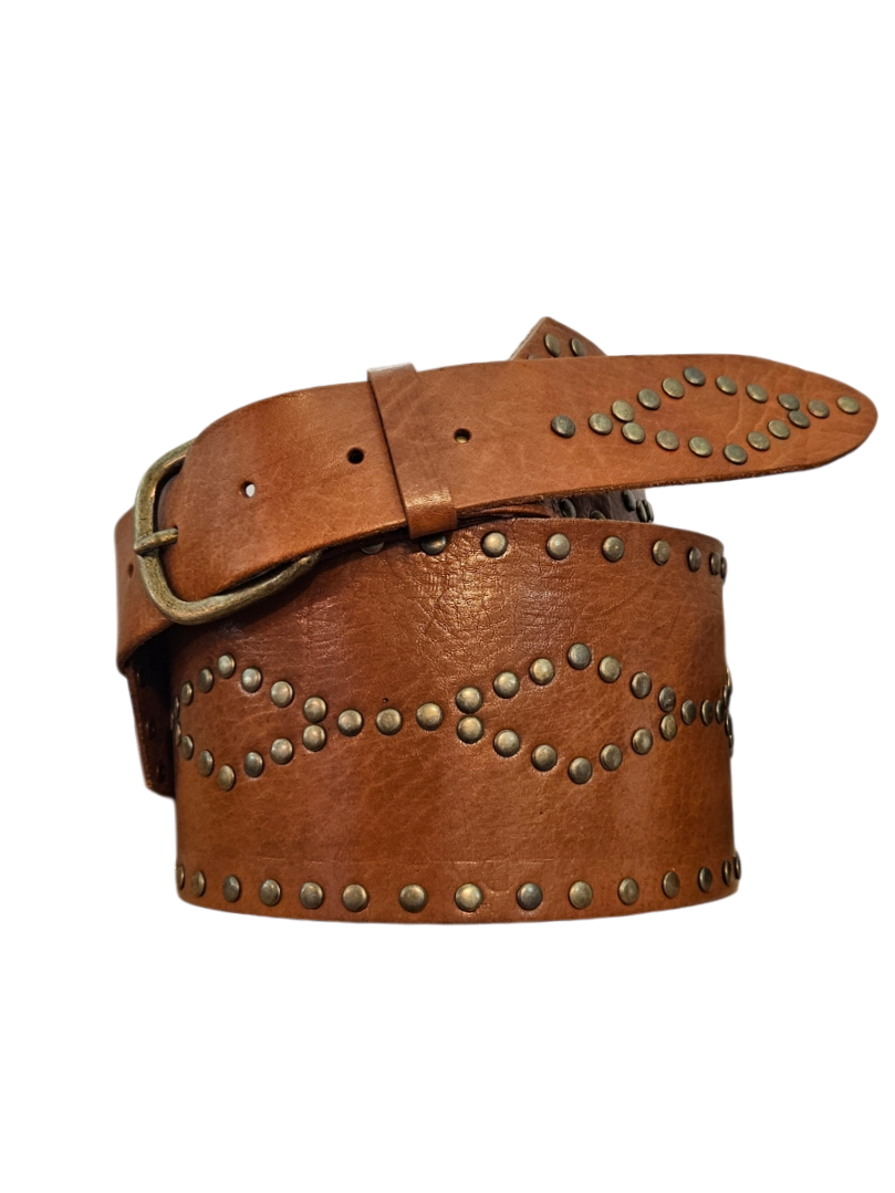 Cinturón ancho rombos cuero