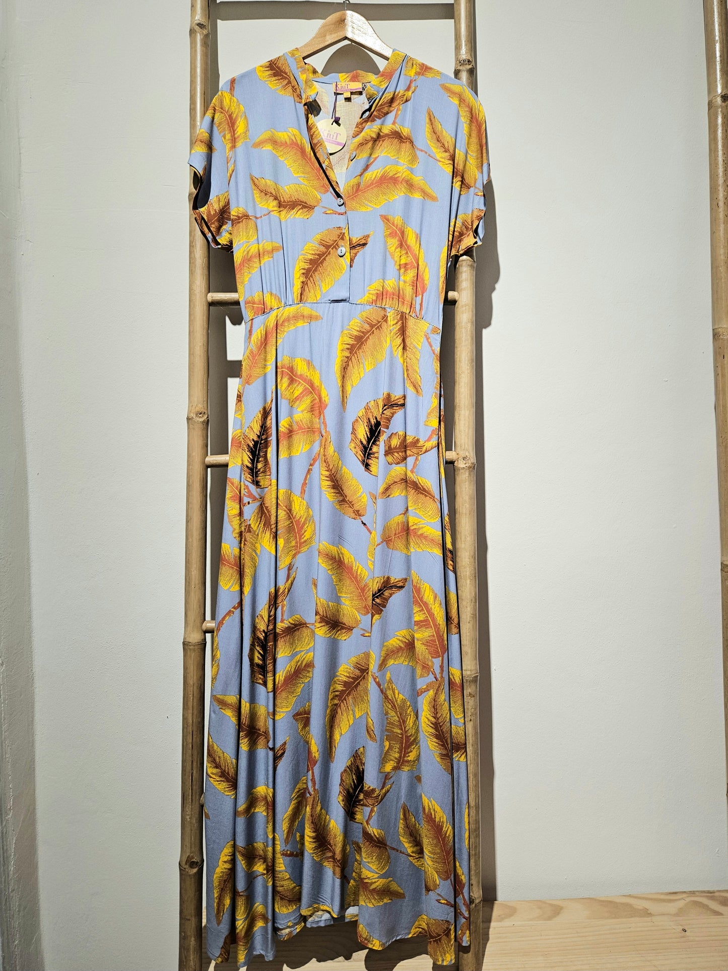 Vestido Adela Azul hojas