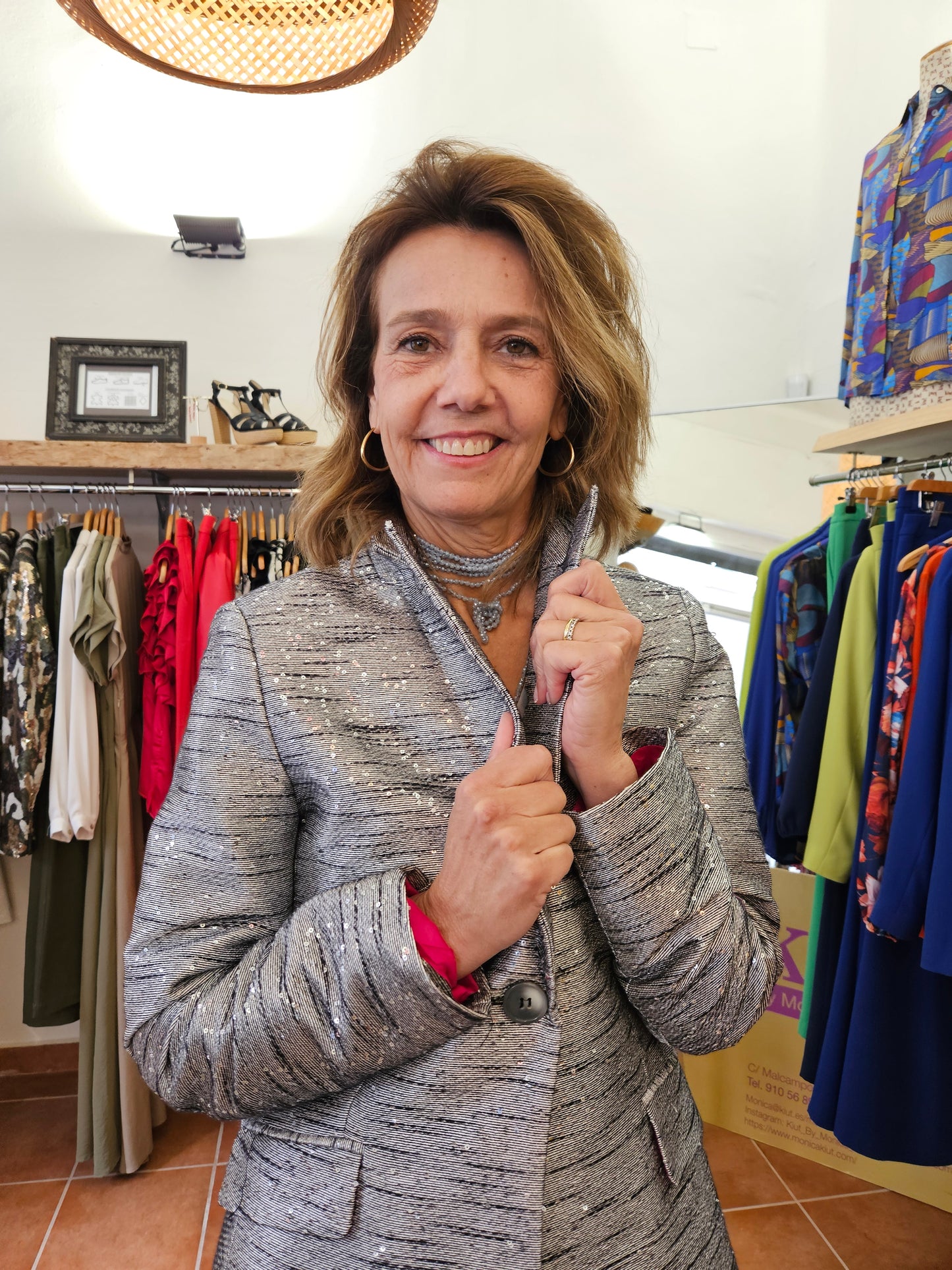 Blazer Suits lentejuelas plata