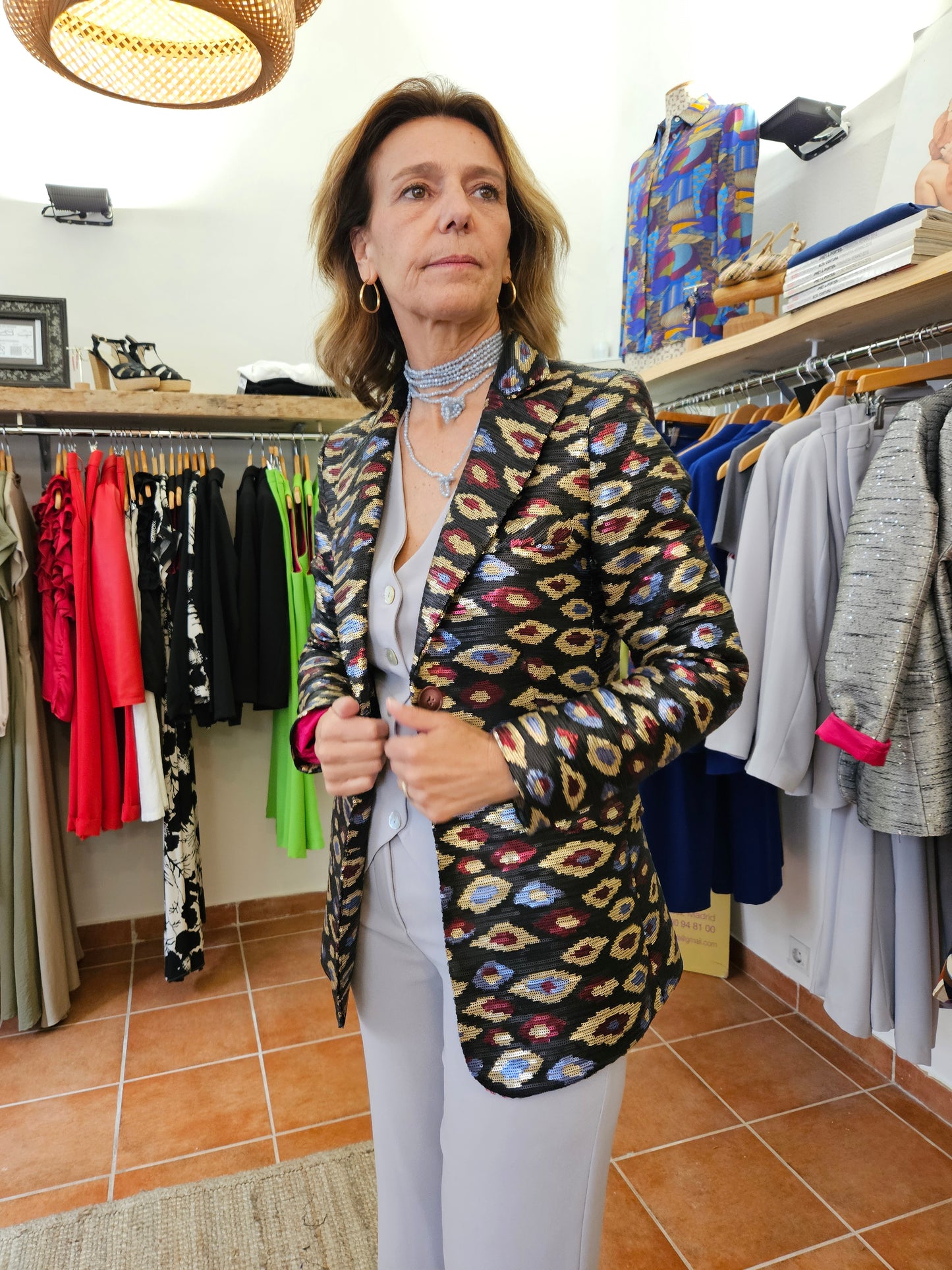 Blazer Suits lentejuelas negra