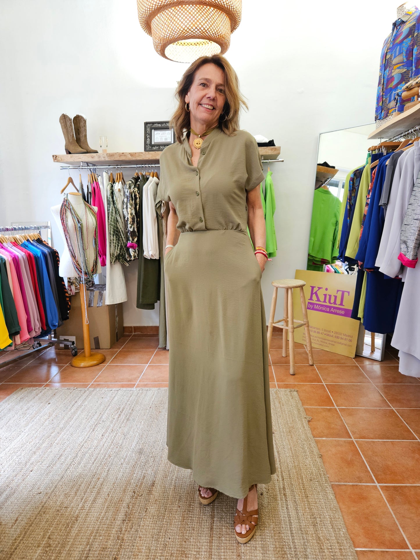 Vestido Adela Verde caqui