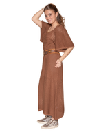 Vestido punto calado Marrón