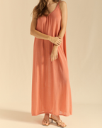 Vestido punto tirantes melocotón