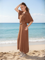 Vestido punto calado Marrón