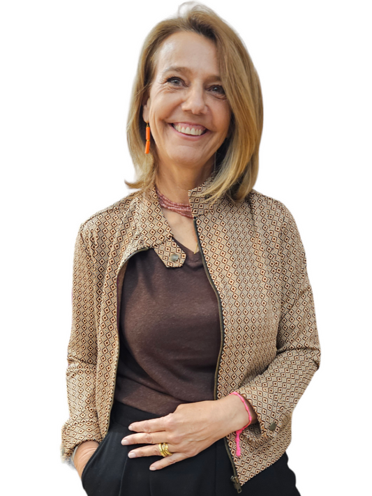 Bomber estampada marrón