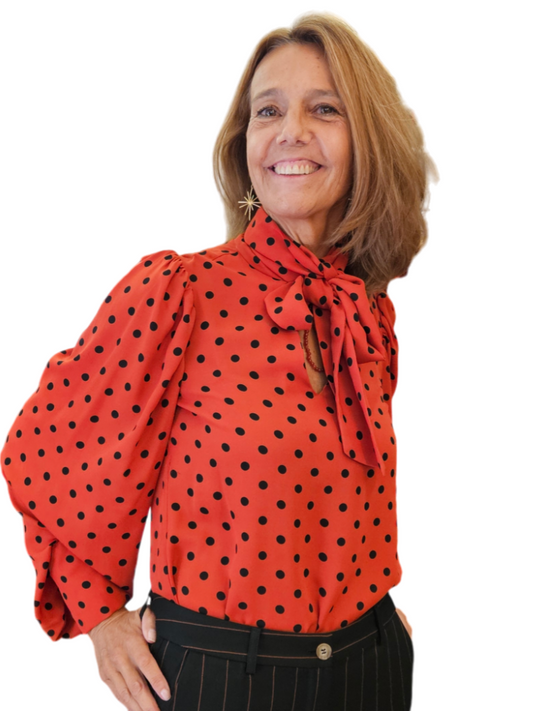Camisa Penélope lunares teja