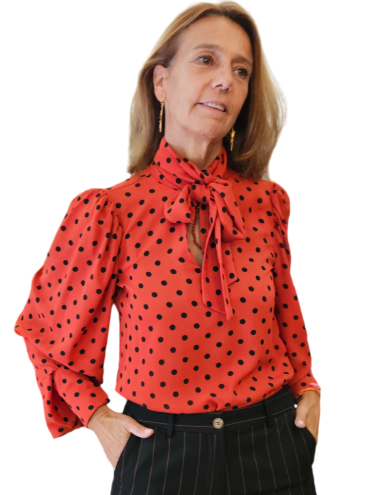 Camisa Penélope lunares teja