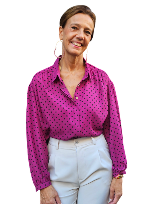 Camisa BERLÍN lunares buganvilla