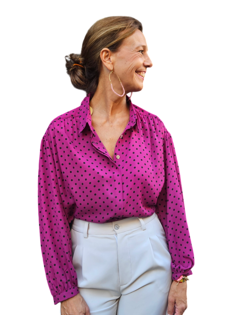 Camisa BERLÍN lunares buganvilla