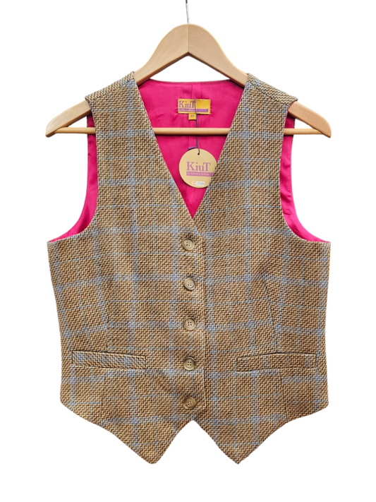 Chaleco Man cuadros Beige