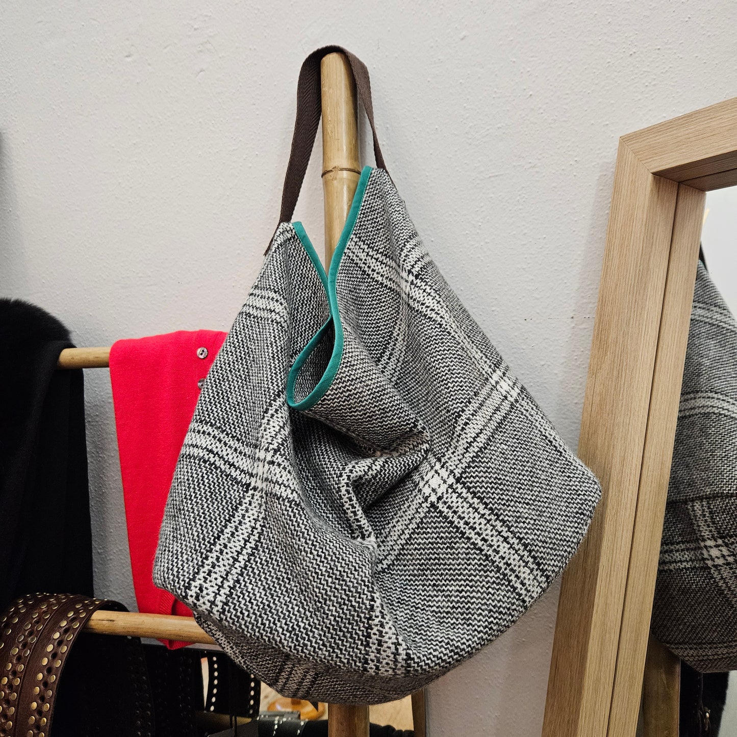 Bolso cuadros Gris