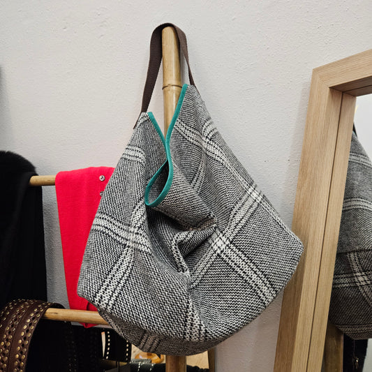 Bolso cuadros Gris