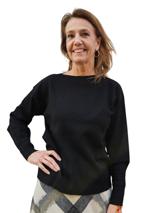 Jersey cuello barco negro