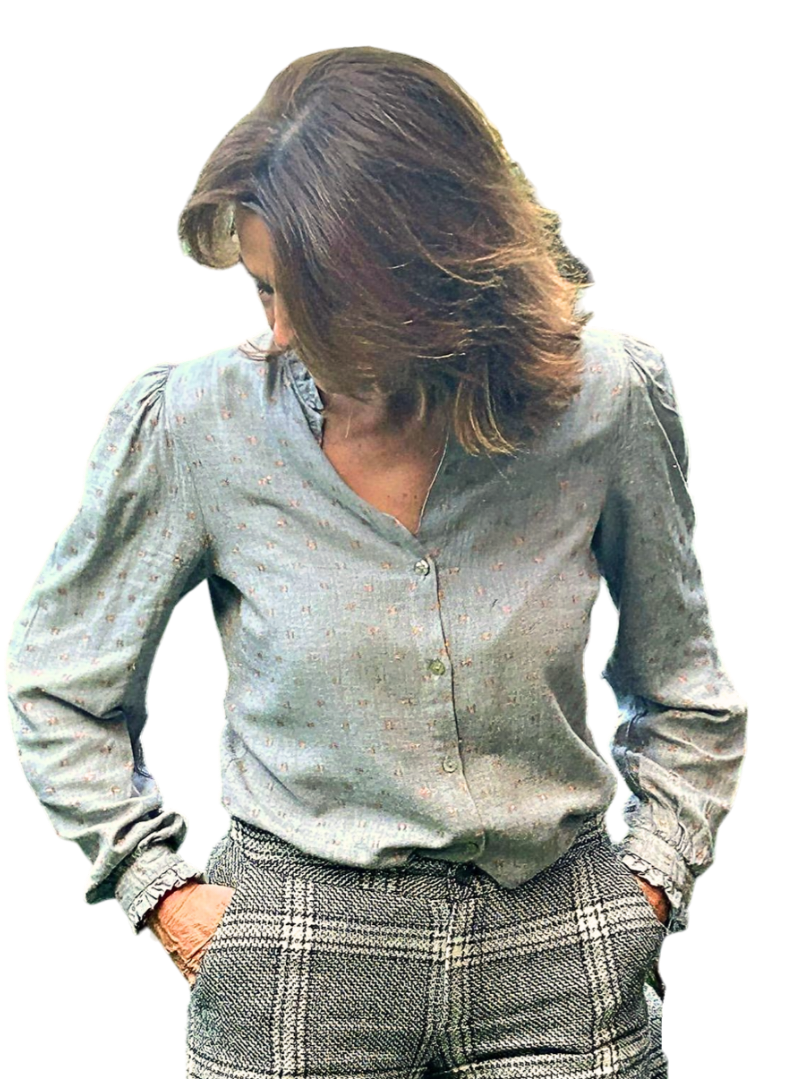 Camisa LAURA Gris lúrex rosa