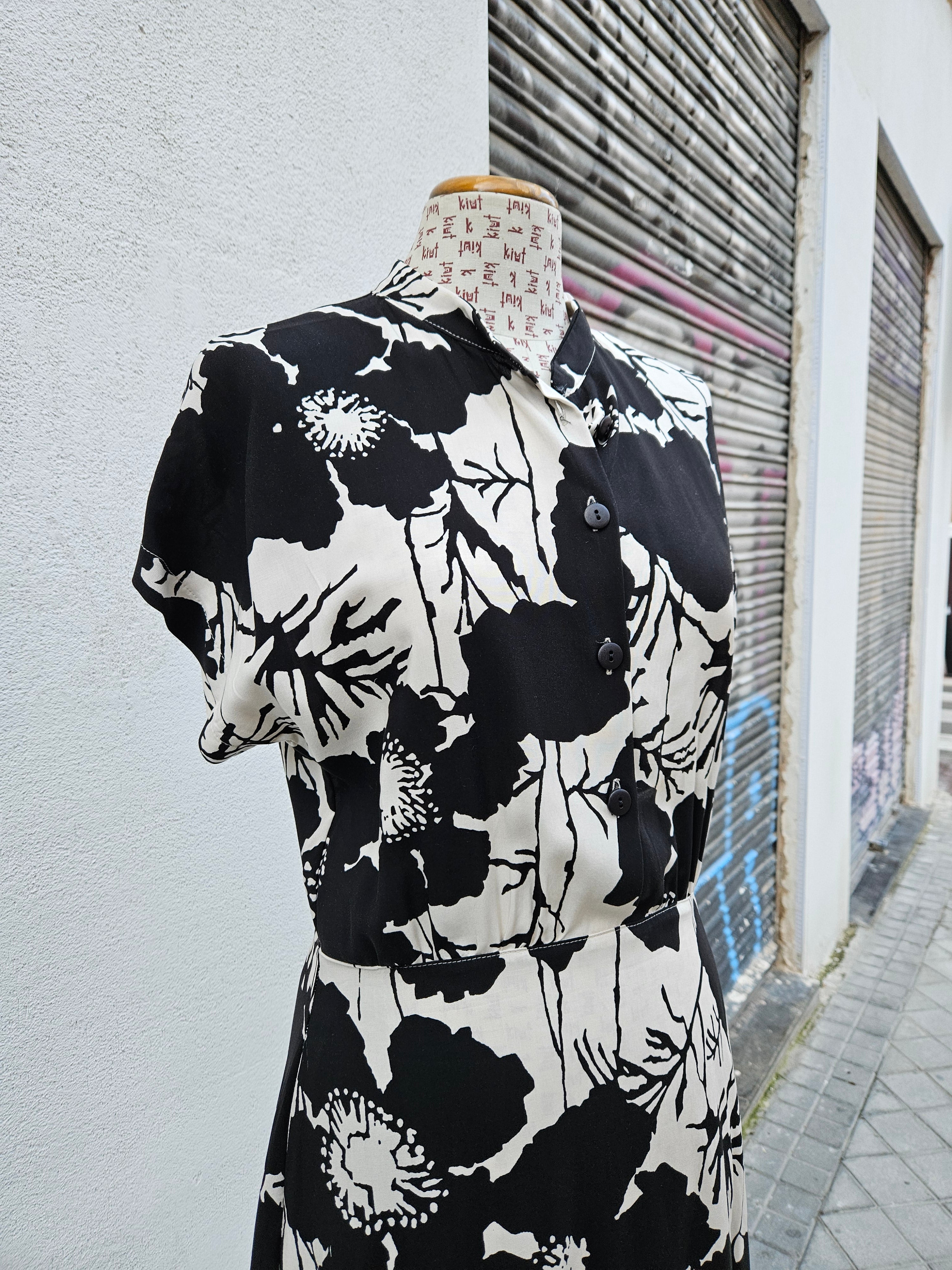 Vestido Adela blanco y negro