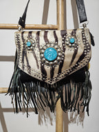 Bolso flecos piel pelo cebra