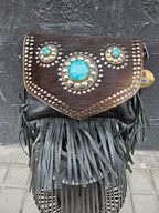 Bolso flecos piel pelo marrón