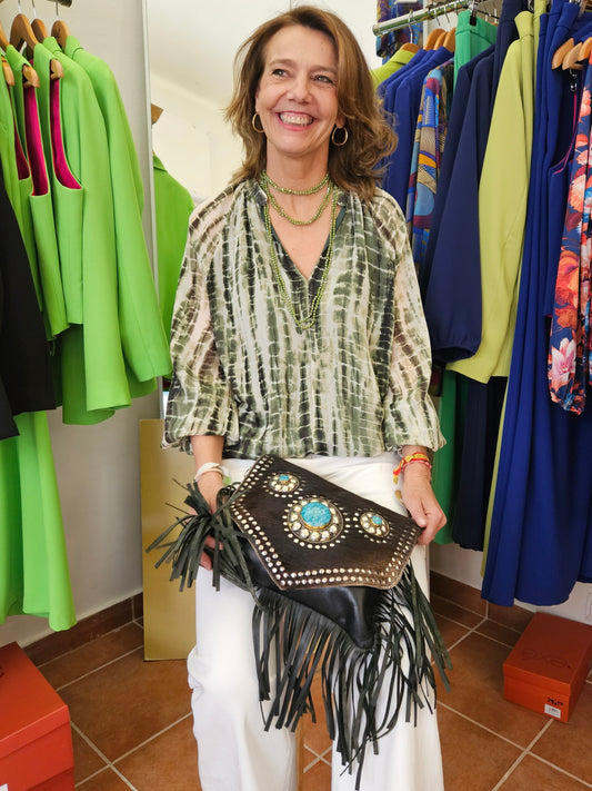 Bolso flecos piel