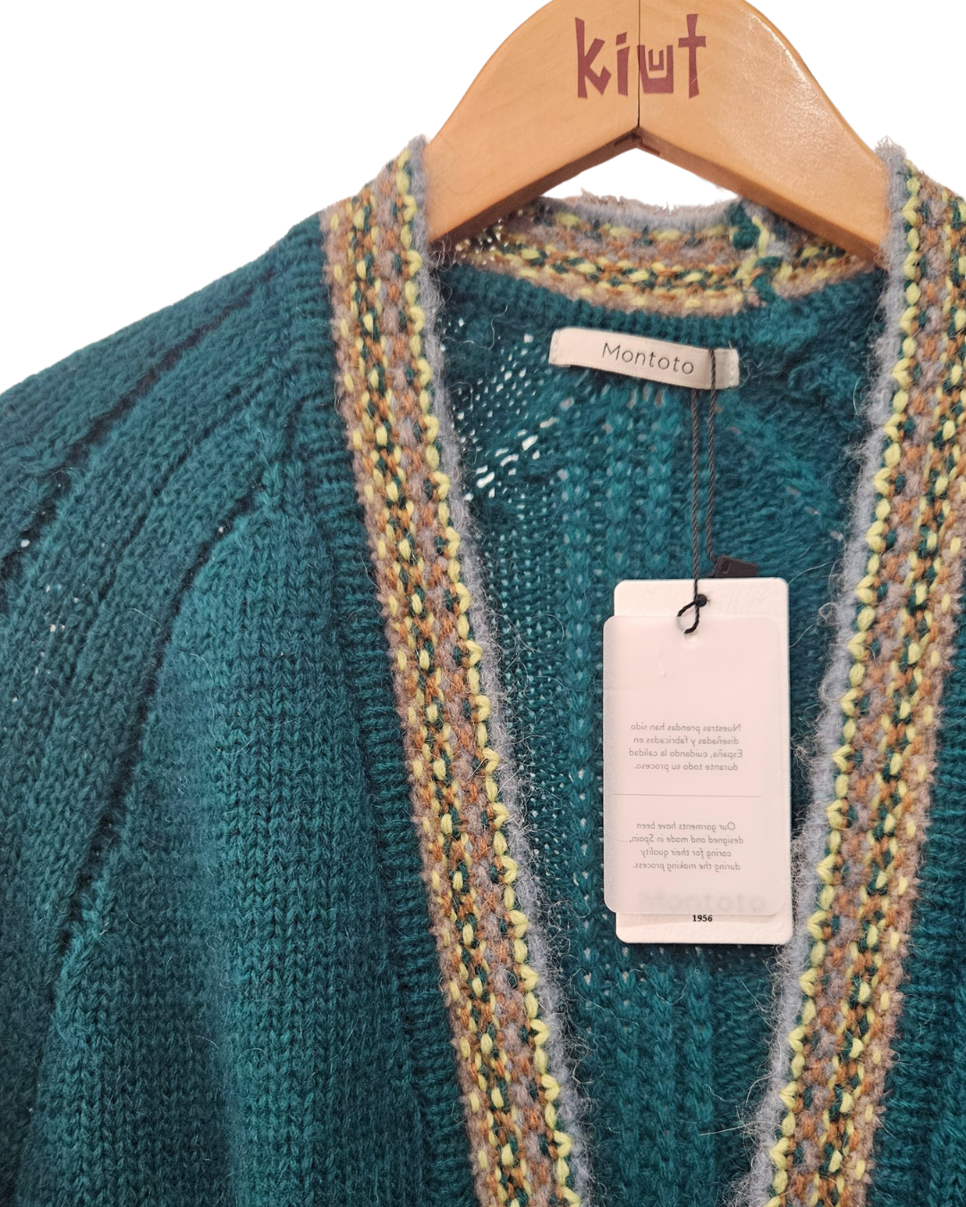 Chaqueta verde con ribete