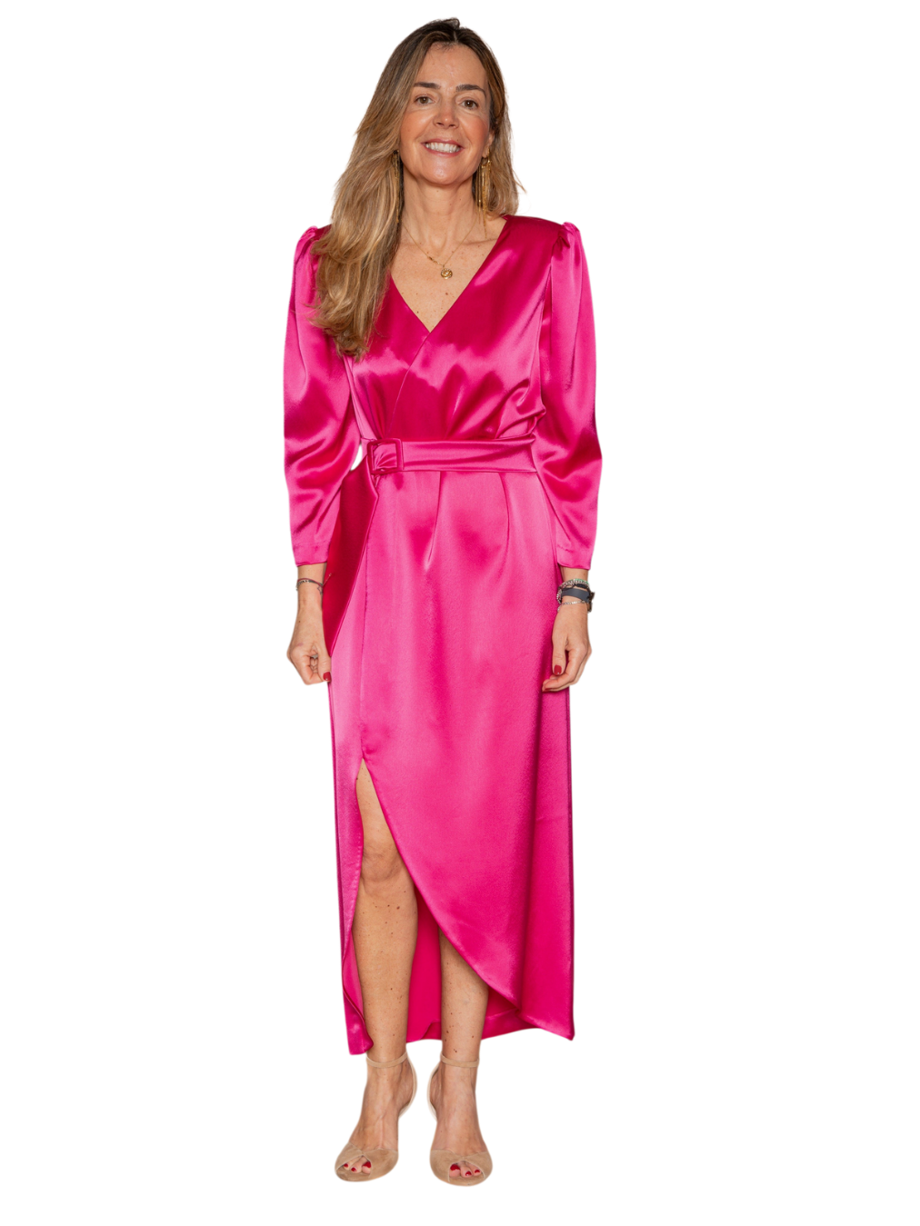 Vestido cinturón fucsia