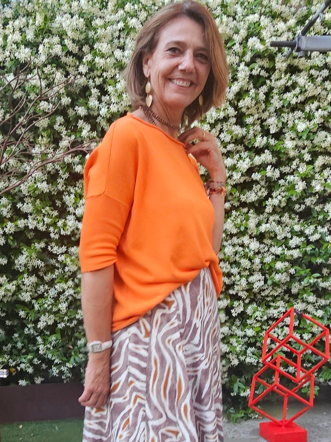 Jersey punto oversize naranja
