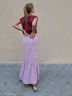 Falda JEREZ cuadros vichy Rosa