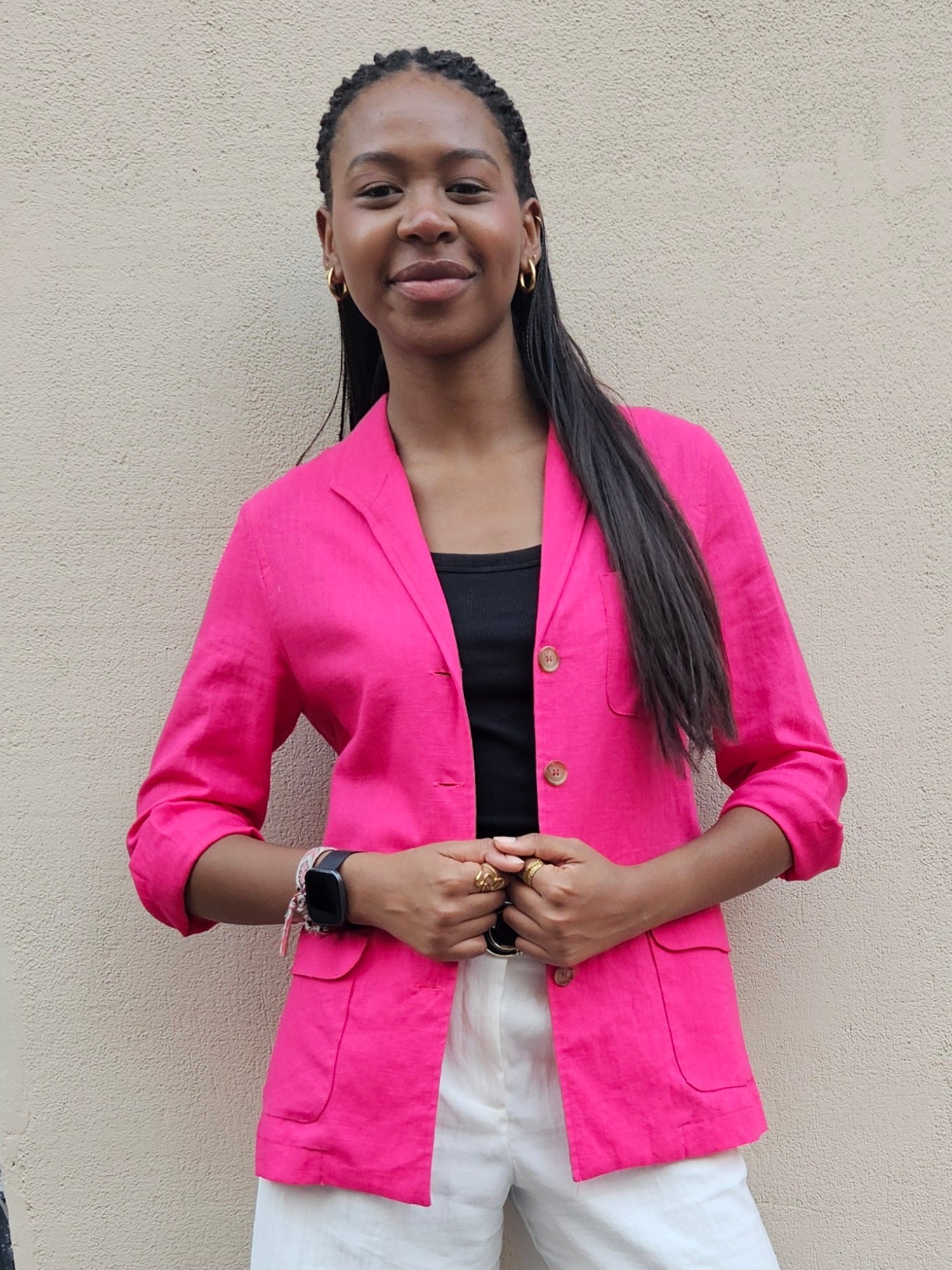 Blazer tipo teba fucsia