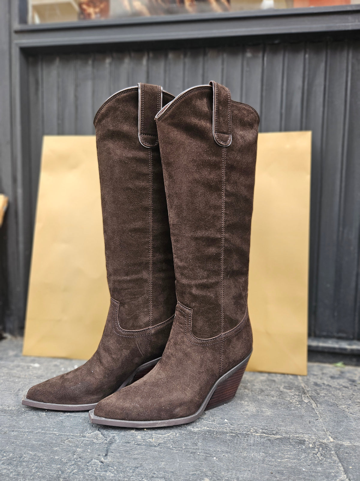 Botas cowboy serraje marrón