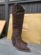 Botas cowboy serraje marrón