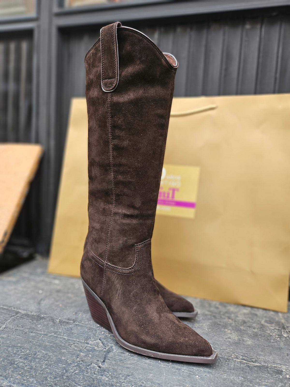 Botas cowboy serraje marrón
