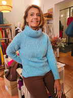 Jersey cuello vuelto azul turquesa