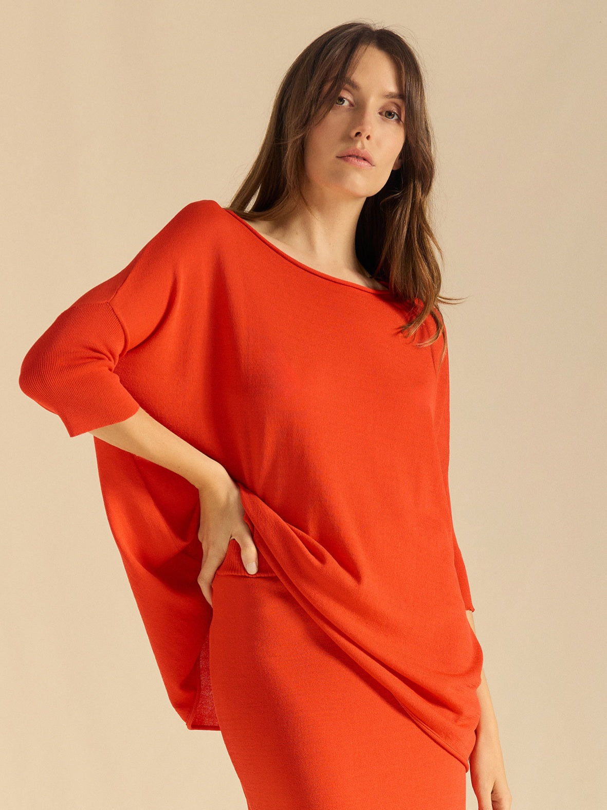 Jersey punto oversize naranja