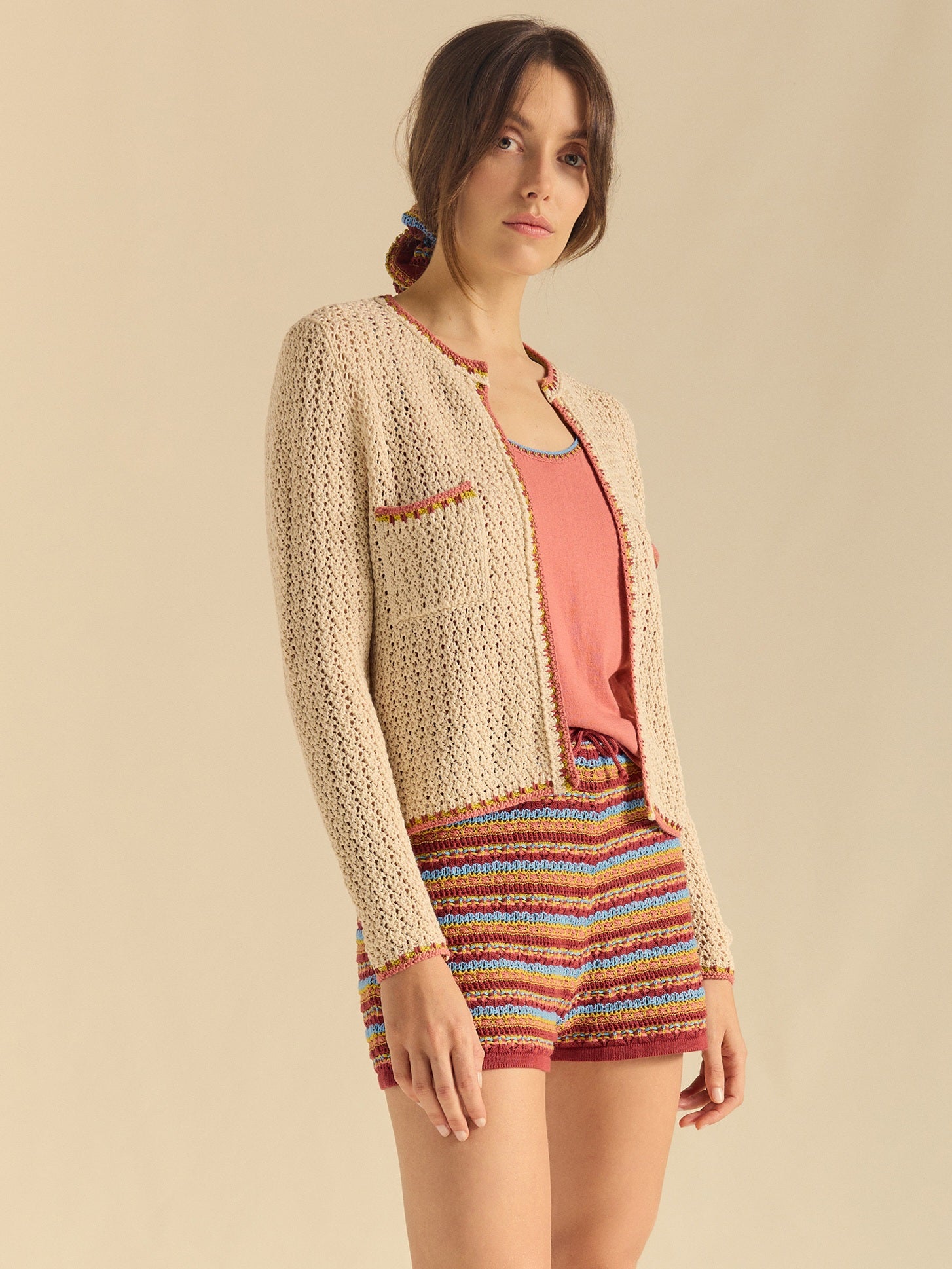 Cárdigan punto ribetes