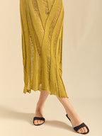 Vestido punto desagujado verde musgo