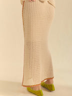 Falda punto calado beige