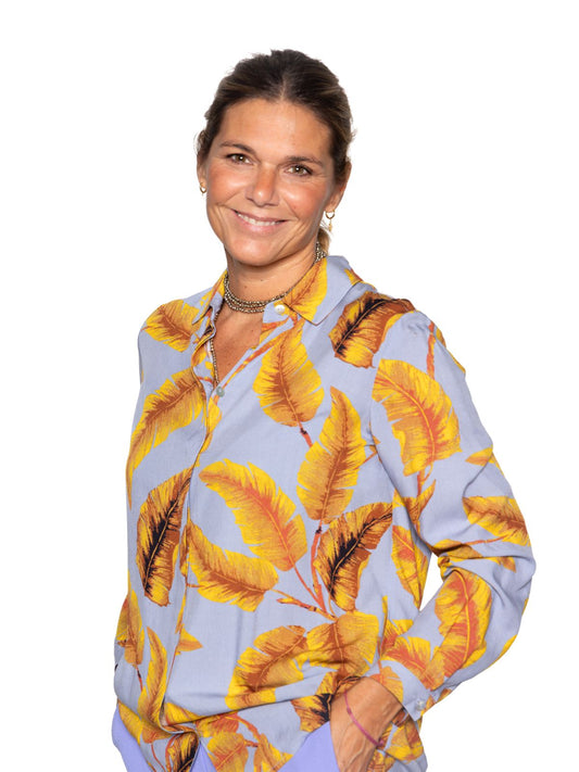 Camisa Azul hojas