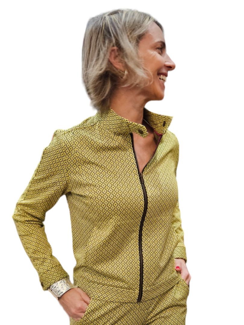 Bomber estampada amarillo