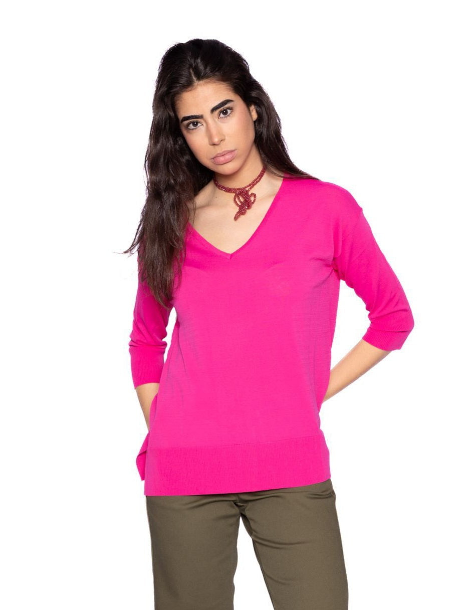 Jersey punto de seda fucsia