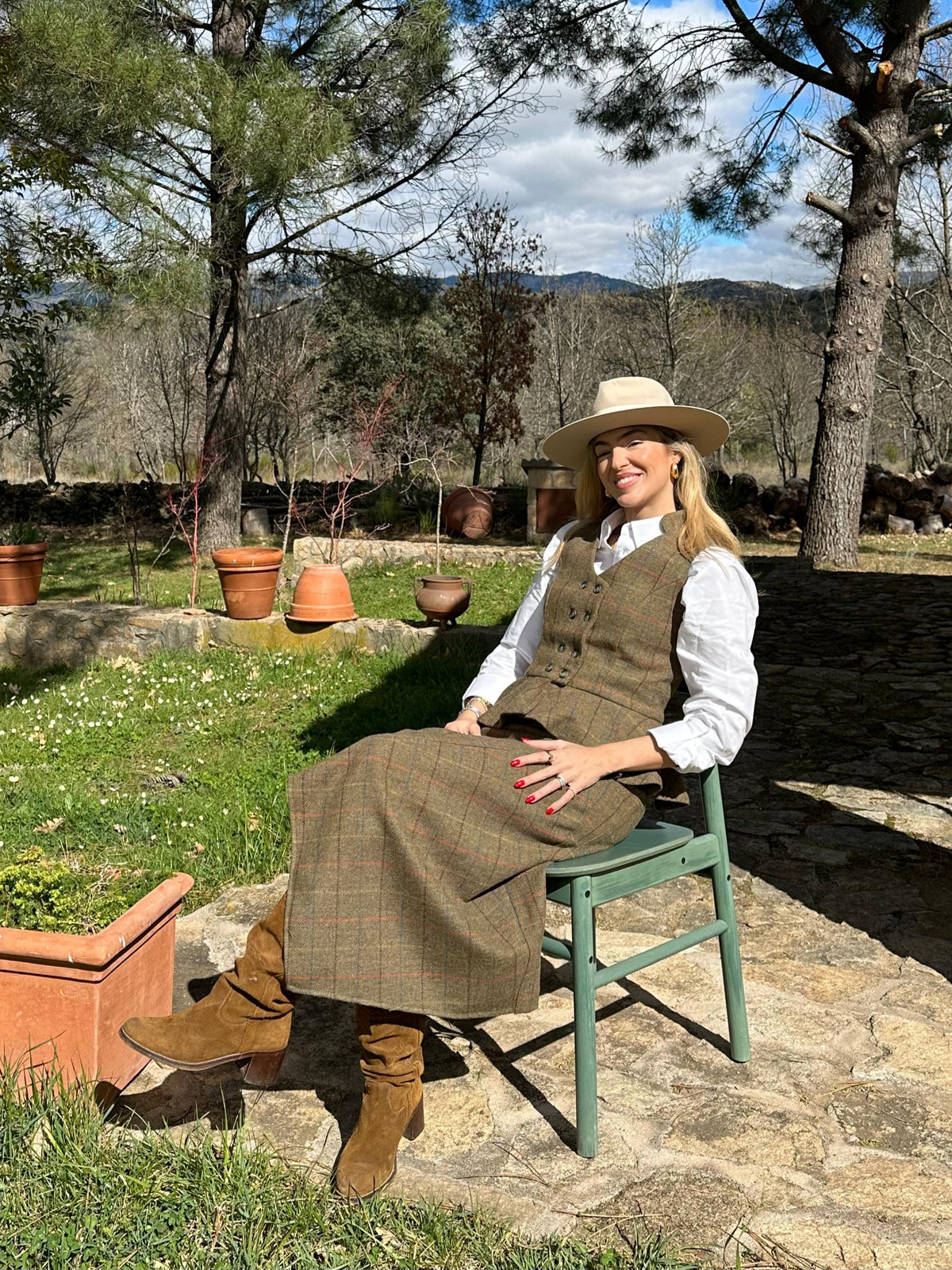 Falda cuadros verde oliva