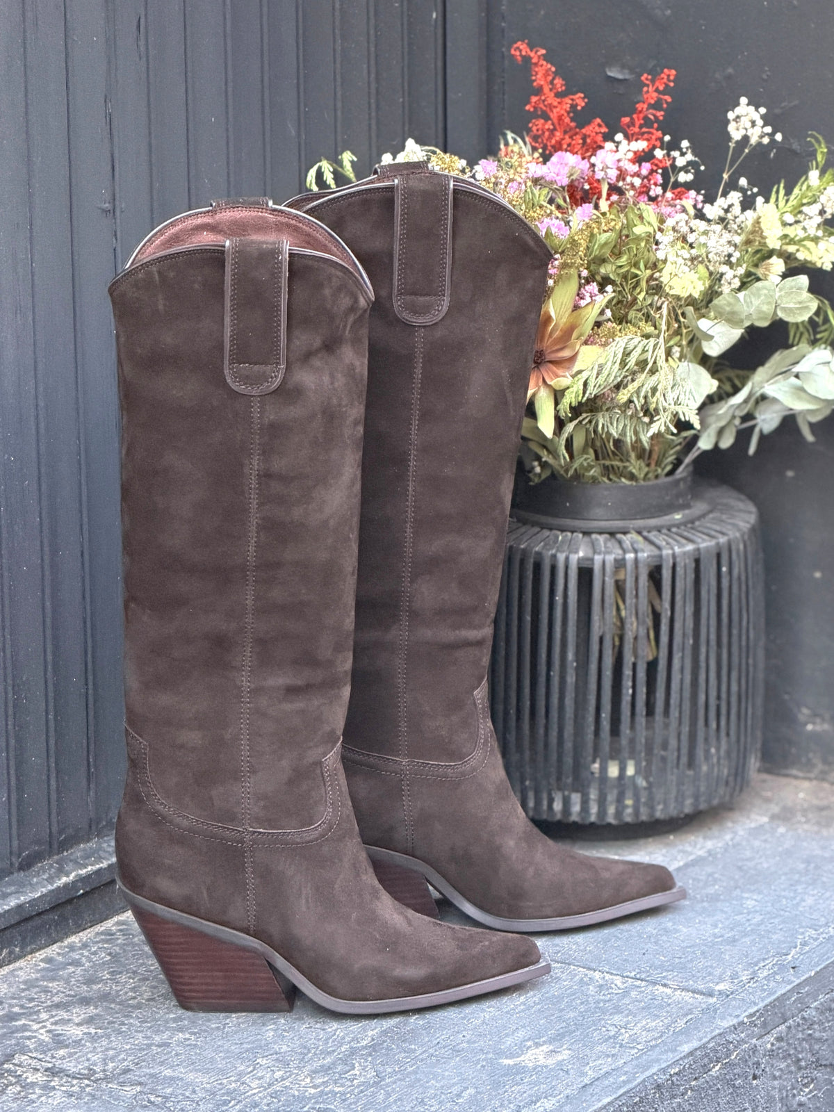 Botas cowboy serraje topo