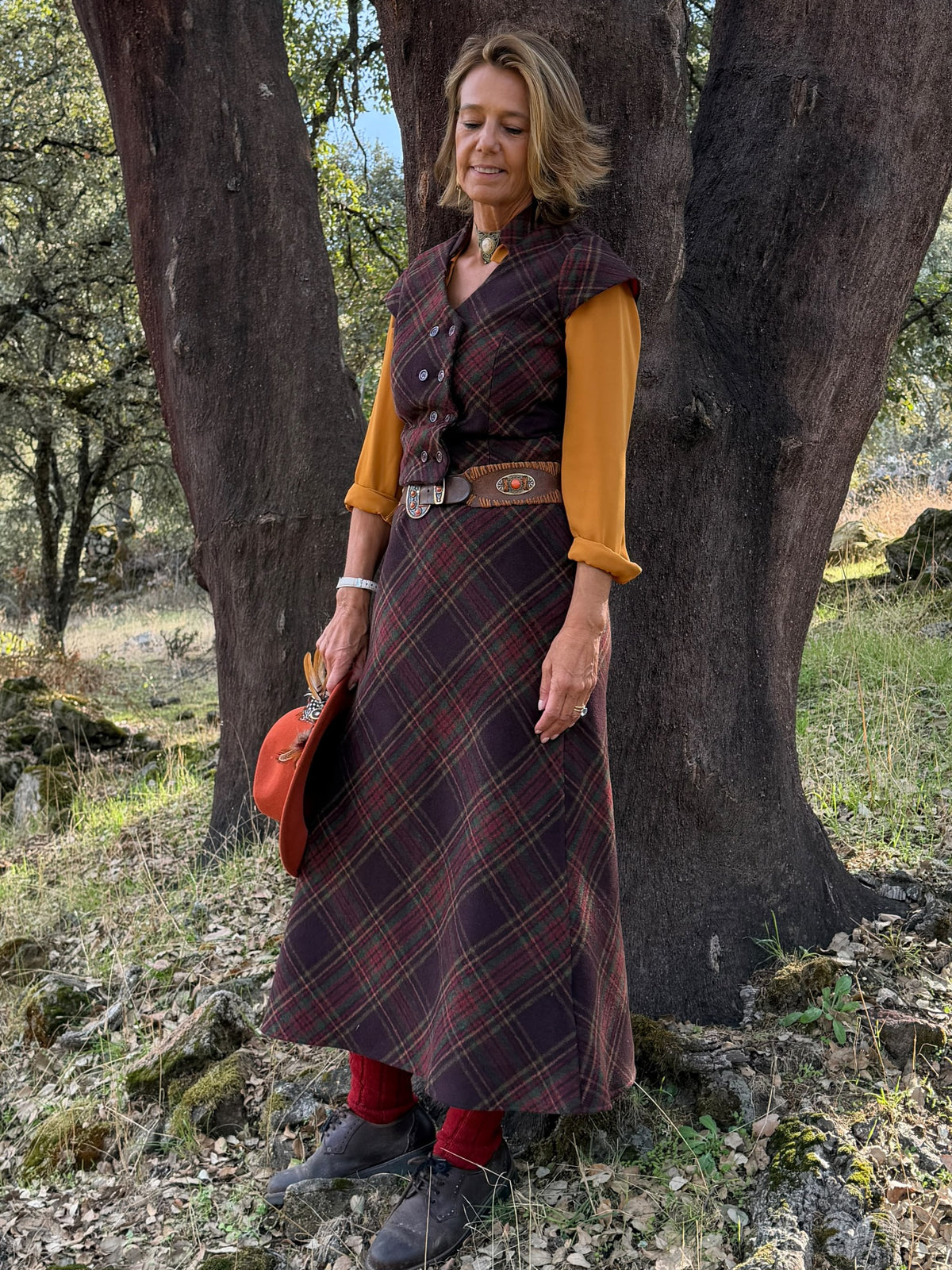 Falda Jane cuadros granate