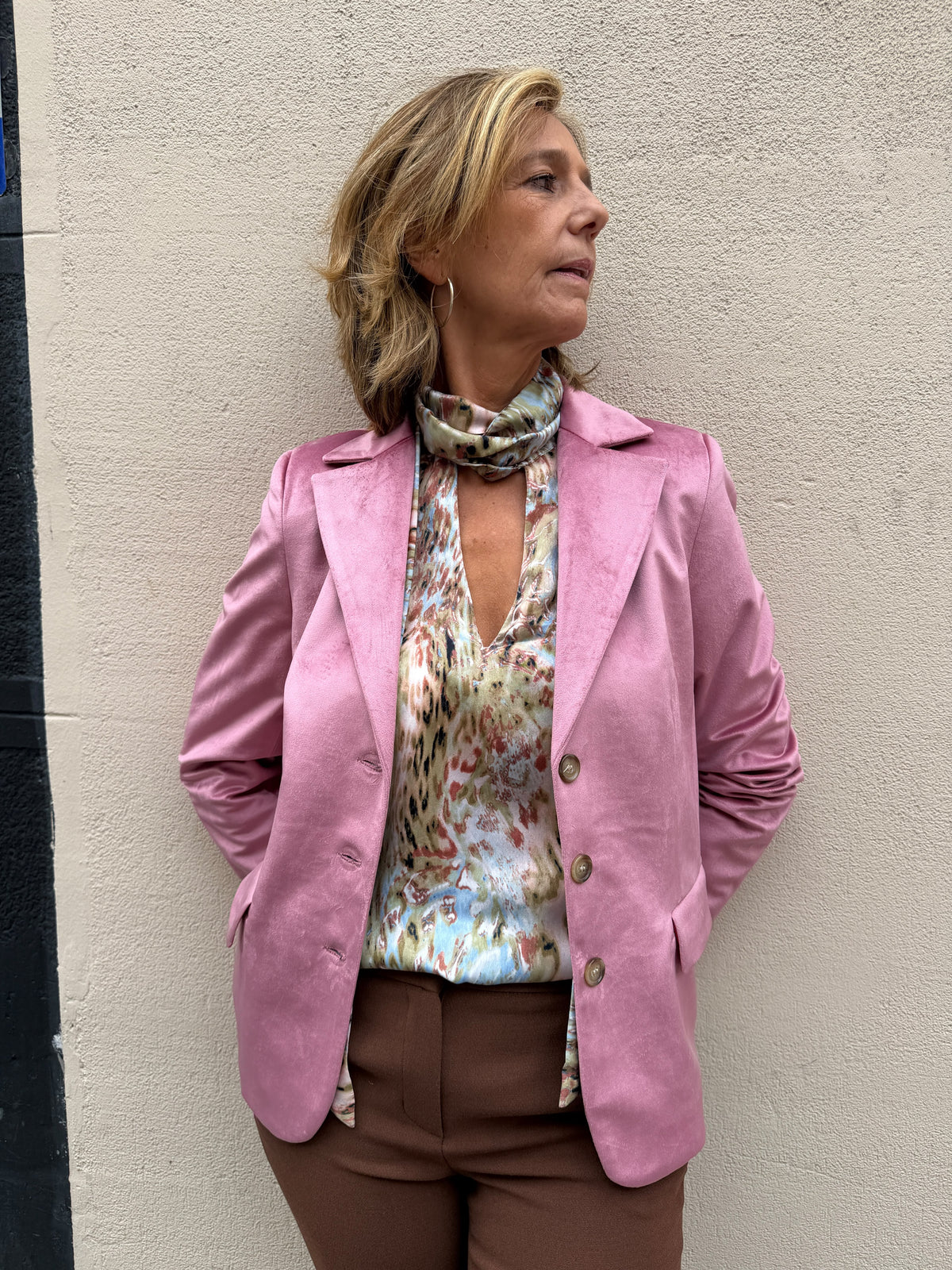 Blazer Kate de terciopelo rosa