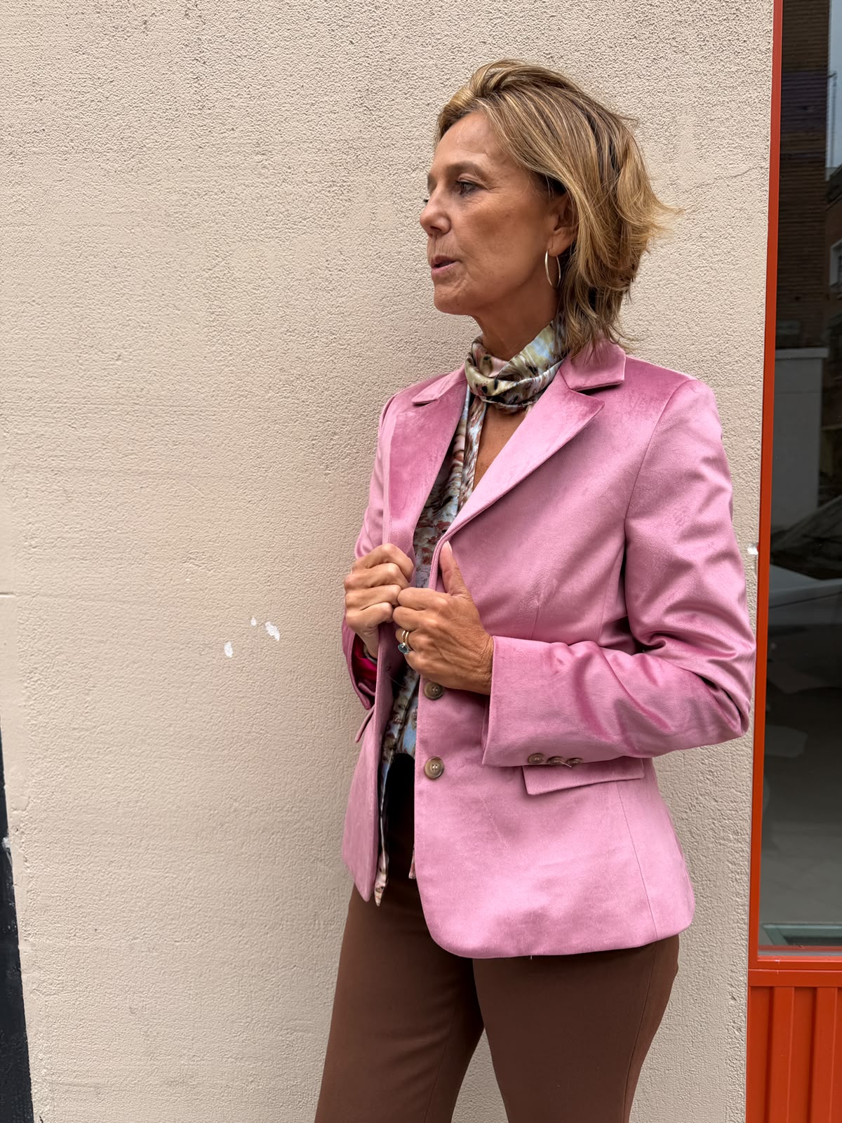 Blazer Kate de terciopelo rosa