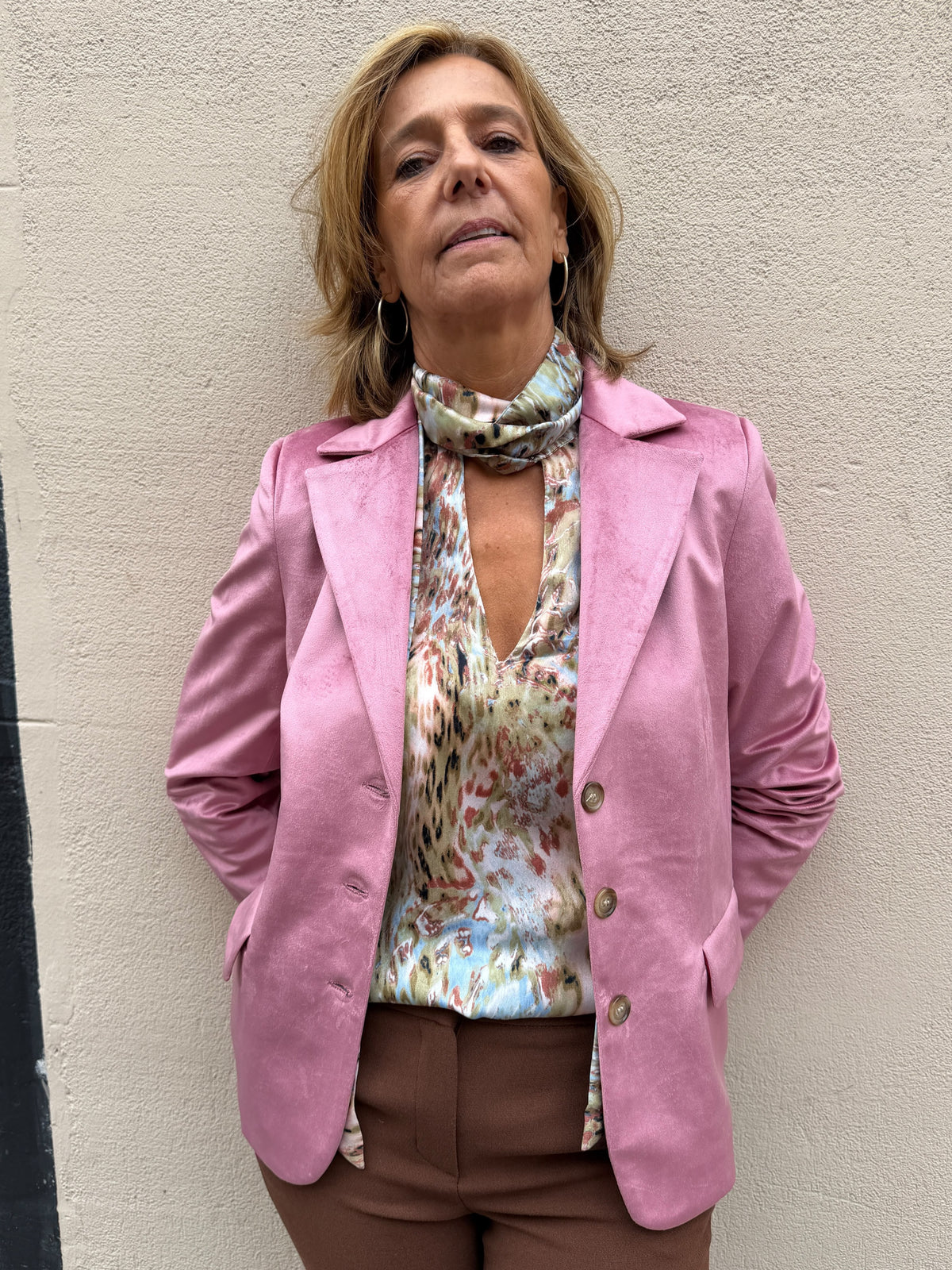 Blazer Kate de terciopelo rosa