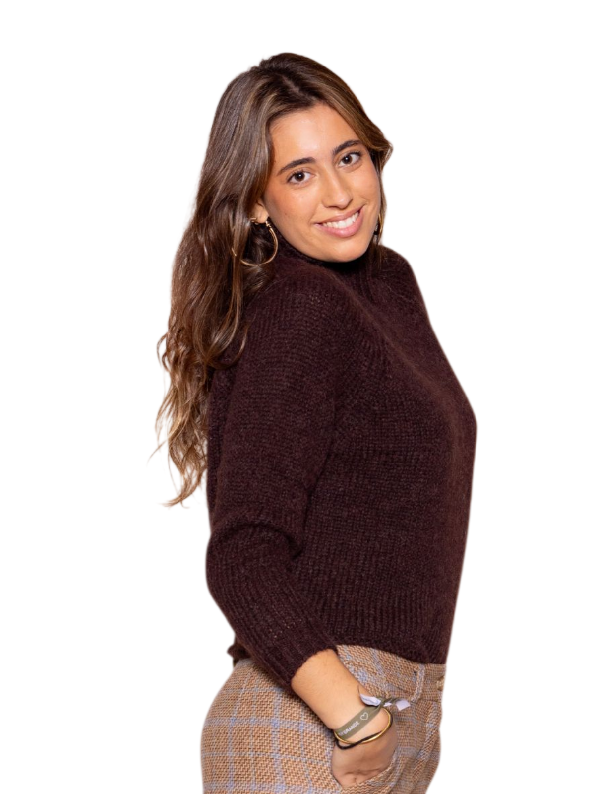 Jersey cuello alto Marrón chocolate