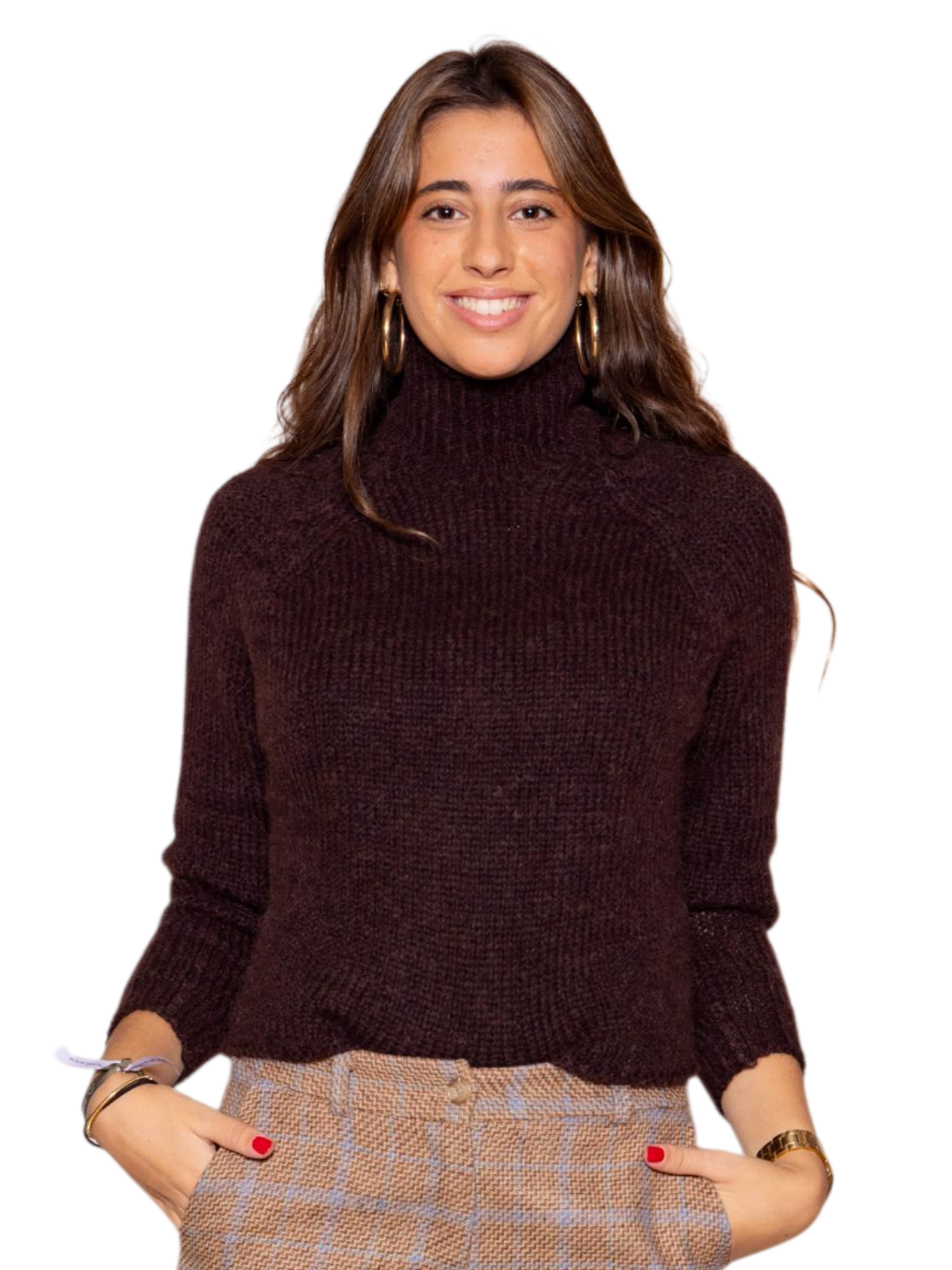 Jersey cuello alto Marrón chocolate