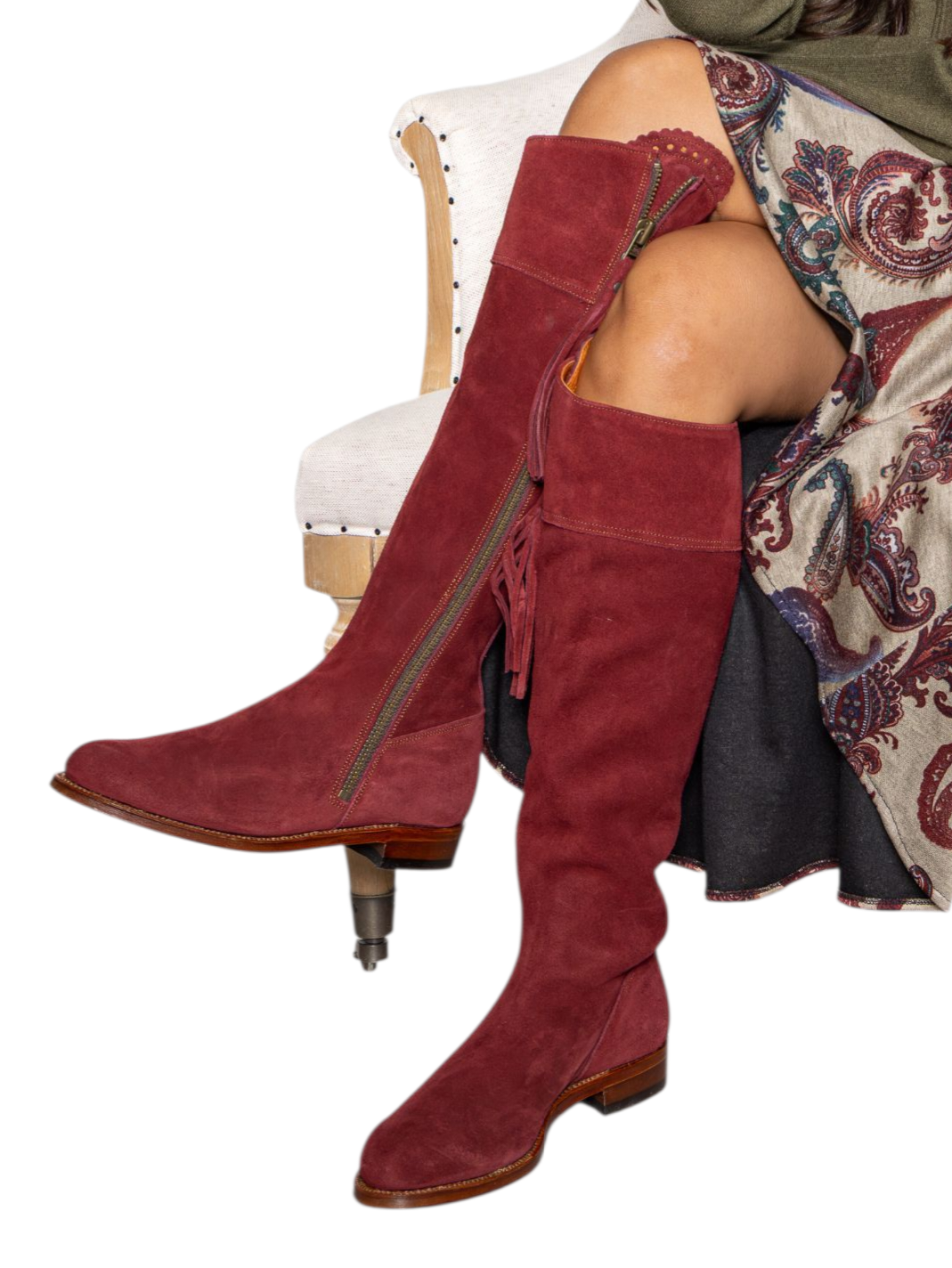 Botas de serraje burdeos