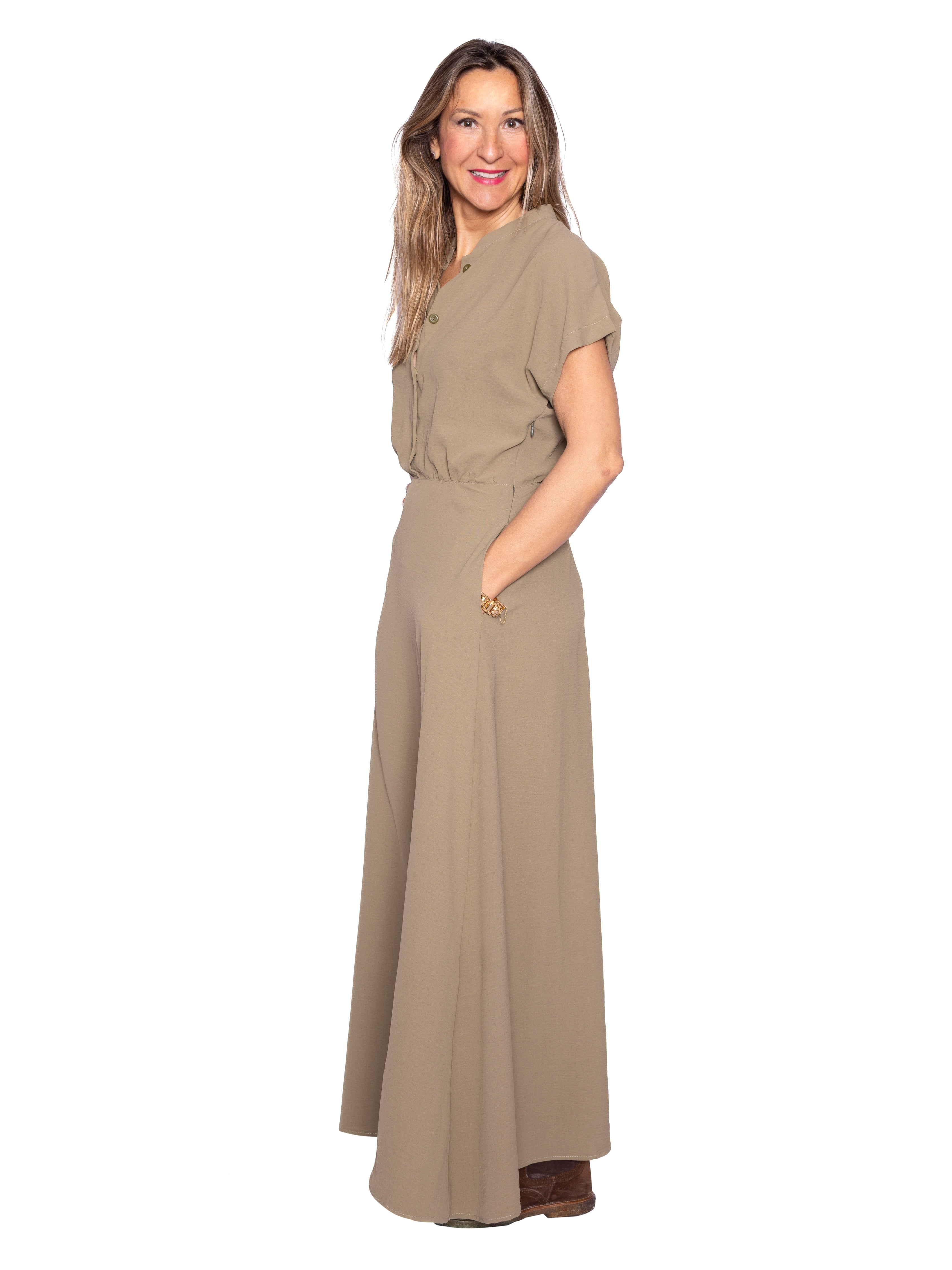 Vestido Adela Verde caqui