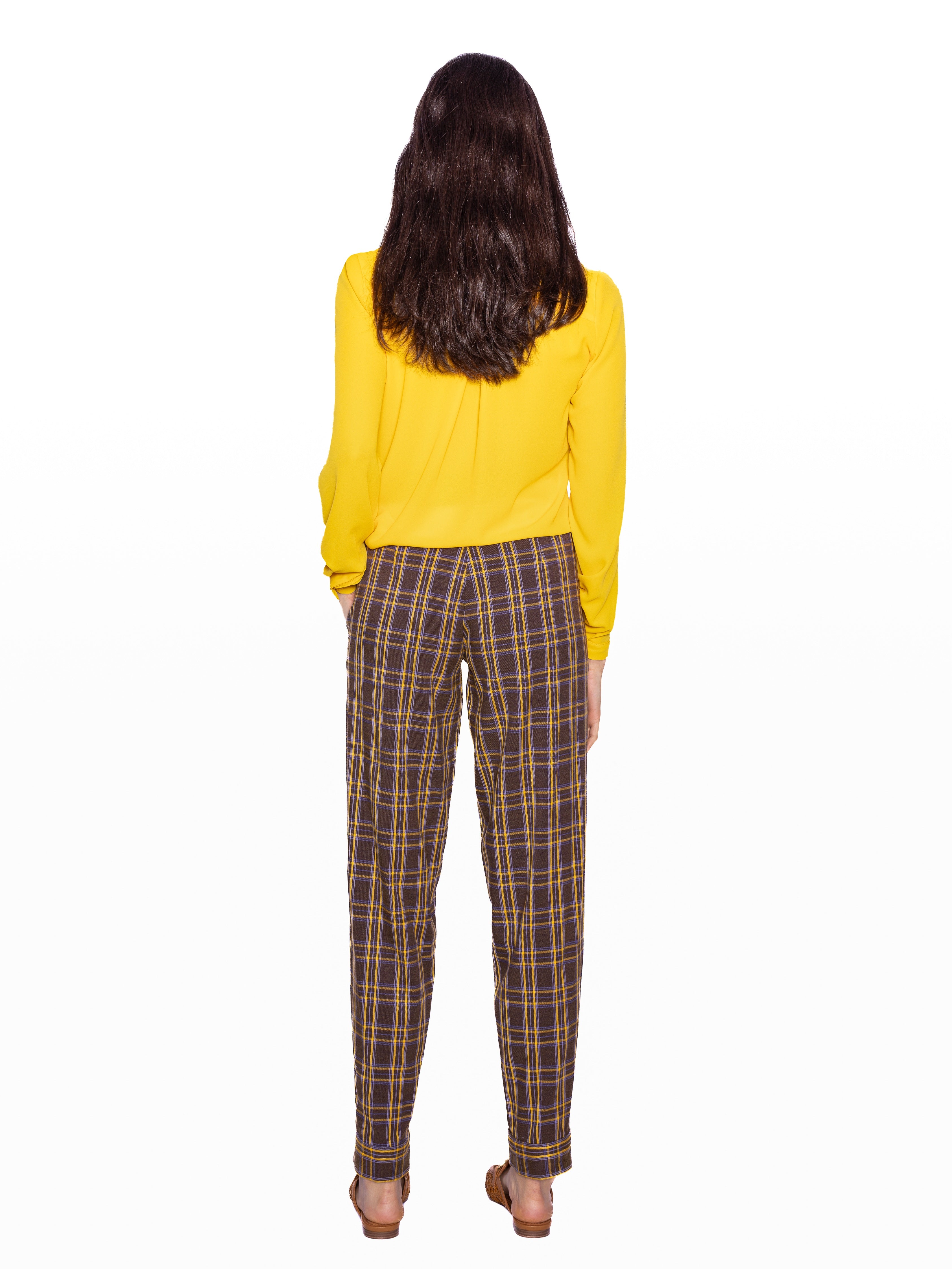Pantalón Kata cuadros marrón